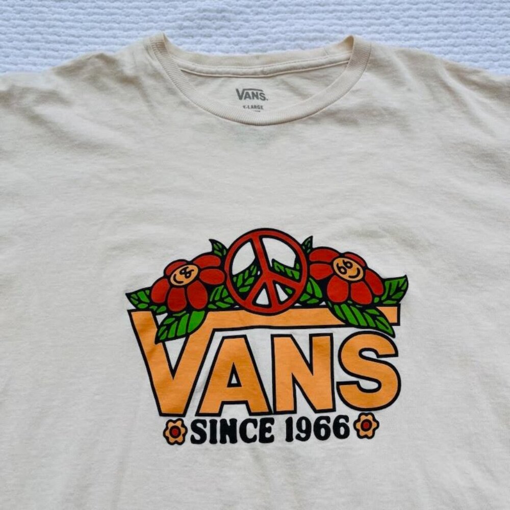 Vans T-shirt Size XL Unisex Cream Short Sleeve